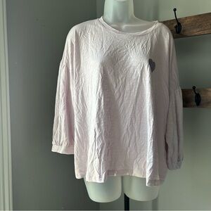 Ivory Ella women’s Alma blouson sleeve pima cotton modal tee in orchid size M